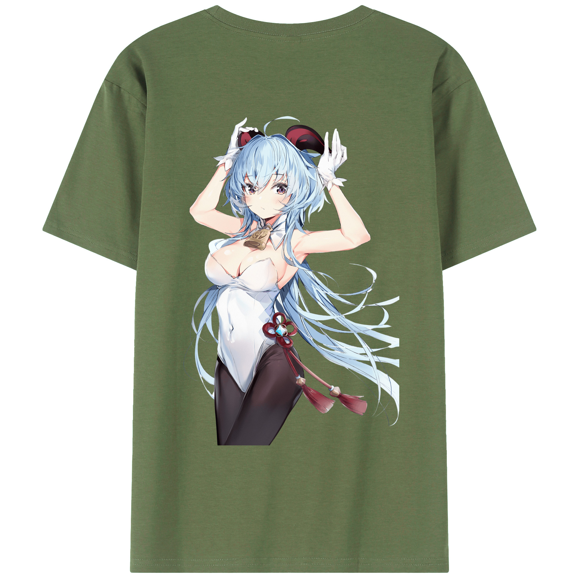 げんし神 甘雨 かんう genshin Ganyu 綿100％ メンズ半袖Tシャツ（バックプリント） 通気性